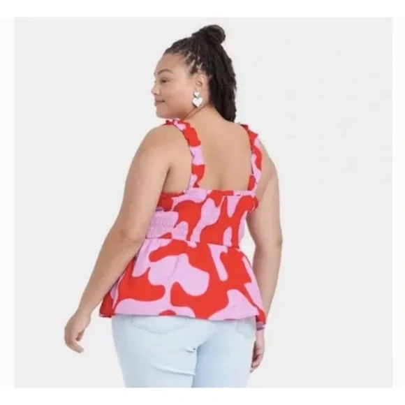 3x 👯♀️Host Pick⚡️Ava & Viv Smocked Peplum Sleeveless Top - Picture 3 of 10